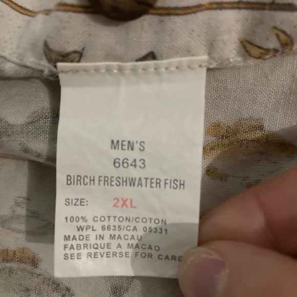 Men’s vintage Woolrich button down short sleeve shirt 2XL BirchFreshwater Fish - Picture 4 of 8